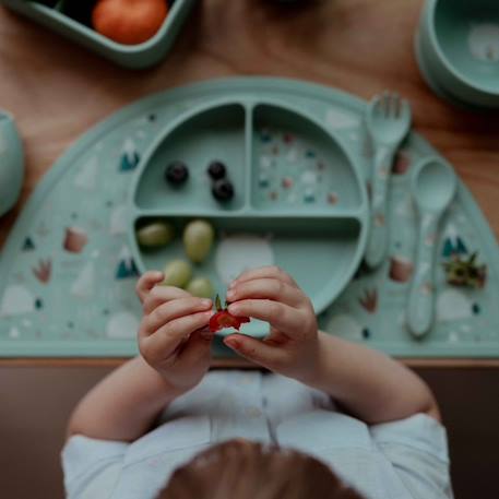 Assiette compartimentée en silicone avec ventouse animaux Menthe+Rose+Vert 4 - vertbaudet enfant 