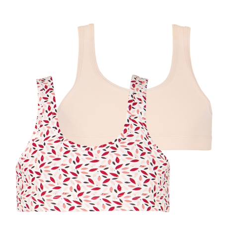 Lot de 2 brassières fille ecopack athena fille Floral-rose poudre+Motif-noir 1 - vertbaudet enfant 