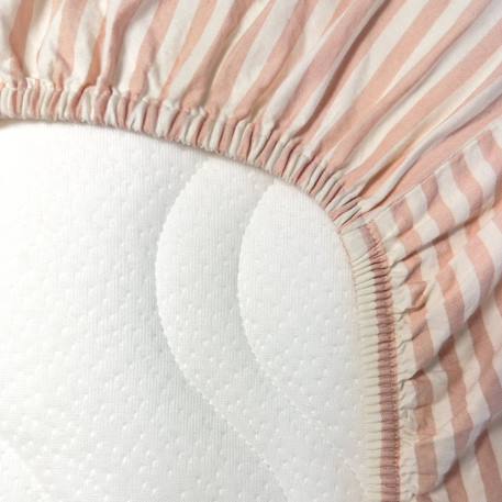 Drap housse bébé percale de coton bio rayé Rayé ambre+Rayé lin+Rayé peach+Rayé tilleul 16 - vertbaudet enfant 