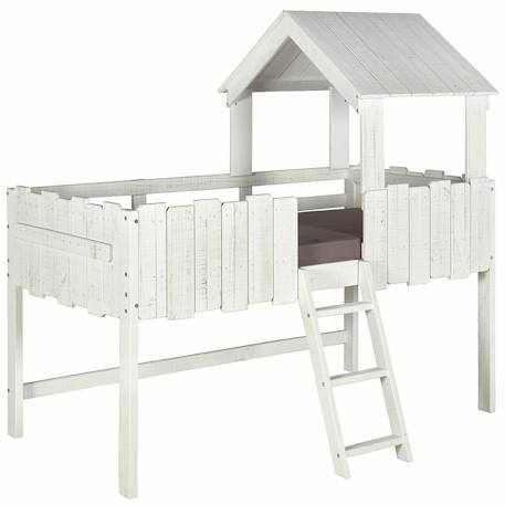 Pack lit cabane mi-hauteur avec matelas bois massif donnie Blanc 1 - vertbaudet enfant 