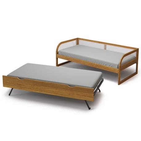 Lit enfant gigogne métal bois massif laya Noisette 6 - vertbaudet enfant 