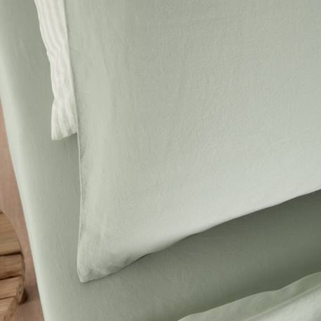 Drap housse 1 personne satin de coton bio lavé Ambre+Blanc craie+Cyprès+Lin+Peach+Tilleul 34 - vertbaudet enfant 