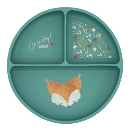 Assiette compartimentée en silicone avec ventouse animaux Menthe+Rose+Vert+Vert paon 19 - vertbaudet enfant 