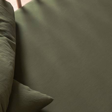 Drap housse bébé satin de coton bio lavé Ambre+Blanc craie+Brun+Cyprès+Lin+Peach+Tilleul 19 - vertbaudet enfant 