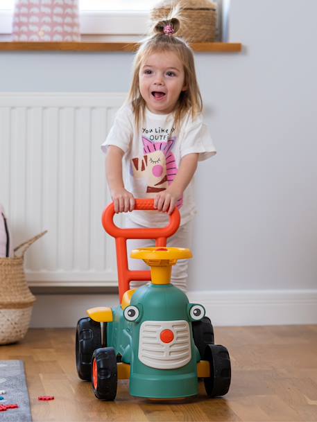 Porteur Tracteur avec barre d'aide à la marche ergonomique Rouge+Vert Claas+Vert vintage 18 - vertbaudet enfant 
