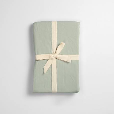 Drap housse 1 personne satin de coton bio lavé Ambre+Blanc craie+Cyprès+Lin+Peach+Tilleul 36 - vertbaudet enfant 