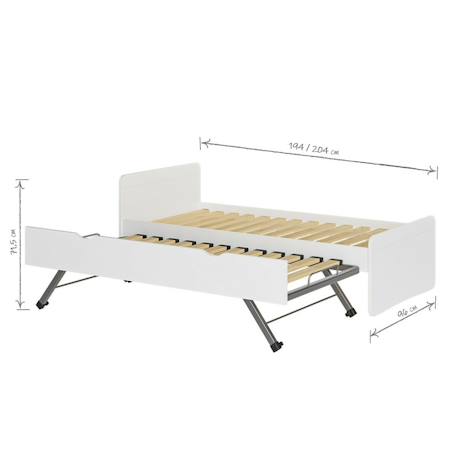 Lit gigogne bois massif lilow Blanc+Blanc et bois+Bois 4 - vertbaudet enfant 