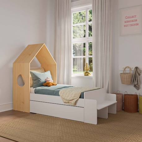Pack lit avec tiroir sandro Blanc et bois 1 - vertbaudet enfant 