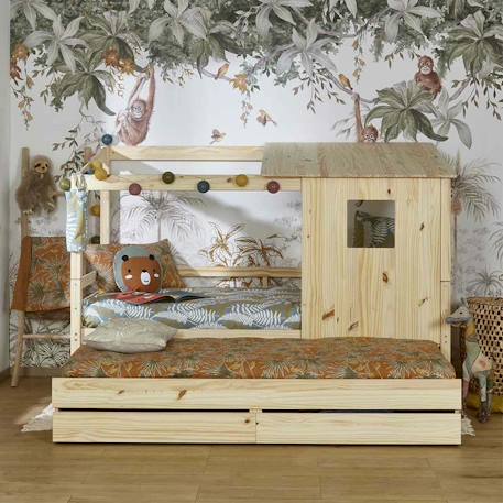 Lit cabane gigogne bois massif alma Blanc+Bois 6 - vertbaudet enfant 
