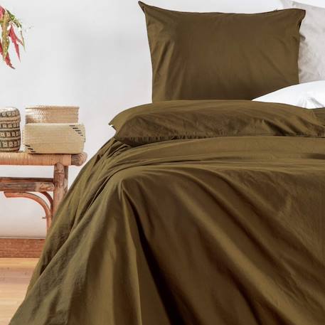 Drap-housse en percale de coton bio lavé 1 personne Toundra 2 - vertbaudet enfant 