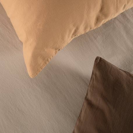 Drap housse bébé satin de coton bio lavé Ambre+Blanc craie+Brun+Cyprès+Lin+Peach+Tilleul 23 - vertbaudet enfant 