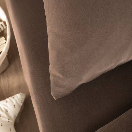 Drap housse satin de coton bio lavé 1 personne Ambre+Blanc craie+Brun+Cyprès+Lin+Peach+Tilleul 16 - vertbaudet enfant 