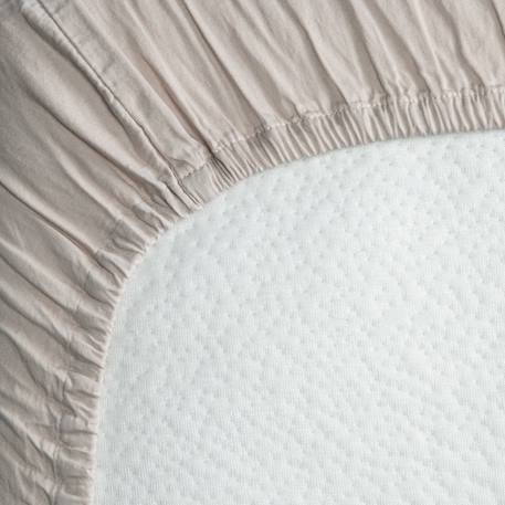Drap housse 1 personne satin de coton bio lavé Ambre+Blanc craie+Cyprès+Lin+Peach+Tilleul 21 - vertbaudet enfant 