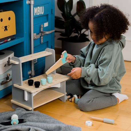 Établi de bricolage avec outils en bois Multicolore 2 - vertbaudet enfant 