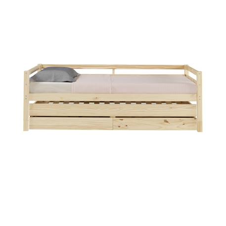 Pack lit banquette gigogne avec 2 matelas bois massif alma Blanc+Bois naturel 4 - vertbaudet enfant 
