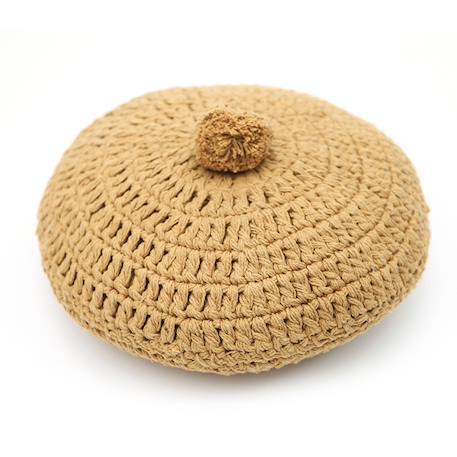 Coussin coton rond crochet lenka Ecru+Moutarde+Nude 7 - vertbaudet enfant 
