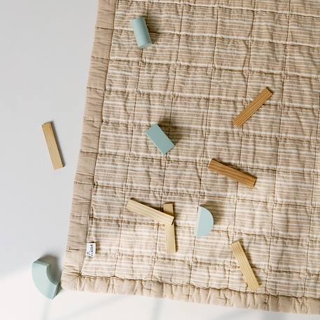 Couverture enfant réversible coton lavé anna Caramel+Sable+Terracotta 1 - vertbaudet enfant 