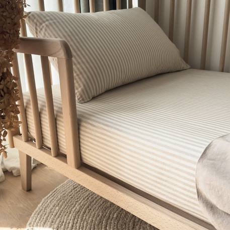 Drap housse bébé percale de coton bio rayé Rayé ambre+Rayé lin+Rayé peach+Rayé tilleul 7 - vertbaudet enfant 