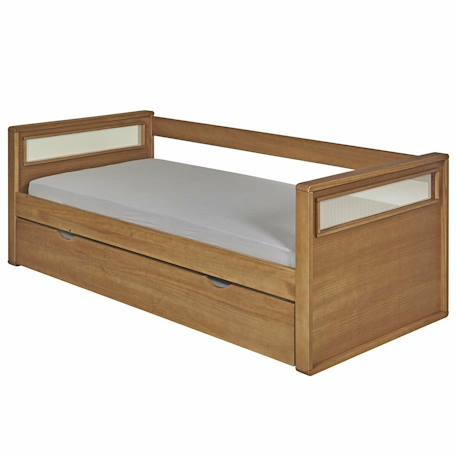 Pack lit banquette gigogne avec matelas bois massif cobi Bois 1 - vertbaudet enfant 