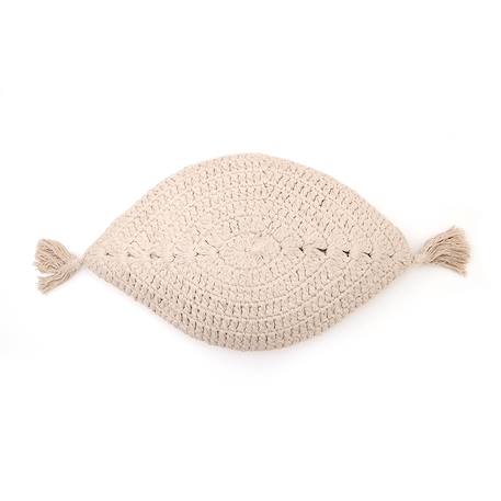 Coussin bohème coton crochet plume Ecru+Moutarde+Nude 2 - vertbaudet enfant 