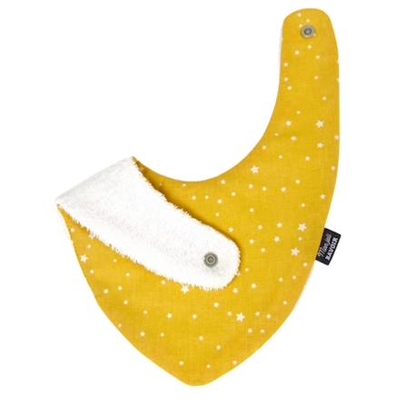 Bavoir bandana (bleu imprimé feuilles) Animaux polaires+Blanc étoiles+Bleu imprimé feuilles+Gris étoiles+Jaune étoiles+Jaune feuilles+Kaki triangles+Koala moutarde+Menthe+Monaha+Oasis+Ourson+Petites oies+Rose étoiles+Rose pâle étoiles+Savane+Sunny 15 - vertbaudet enfant 