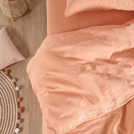 Drap housse 1 personne satin de coton bio lavé Ambre+Blanc craie+Cyprès+Lin+Peach+Tilleul 28 - vertbaudet enfant 