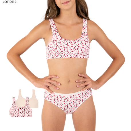 Lot de 2 brassières fille ecopack athena fille Floral-rose poudre+Motif-noir 2 - vertbaudet enfant 