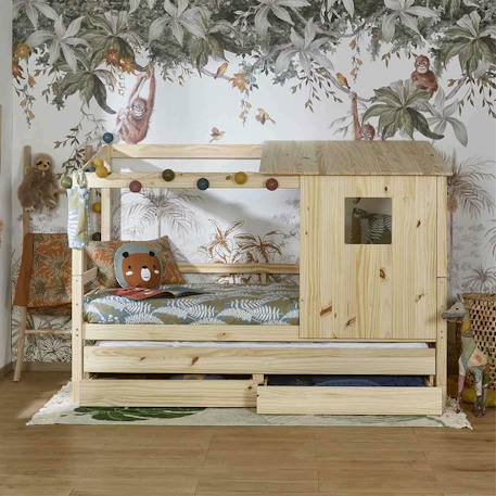 Lit cabane gigogne bois massif alma Blanc+Bois 9 - vertbaudet enfant 