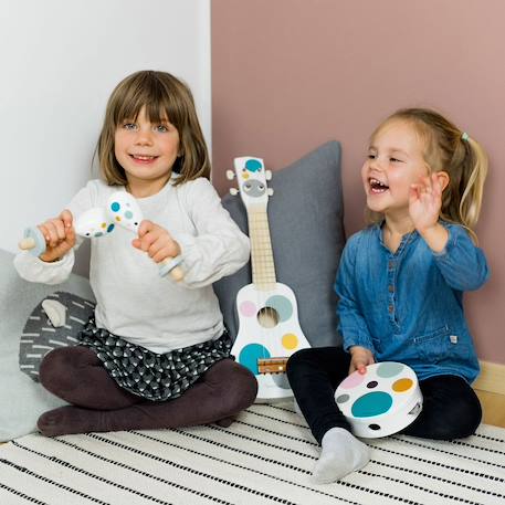 Set de 3 instruments de musique pour enfant avec guitare, tambourin et maracas à pois Blanc 3 - vertbaudet enfant 