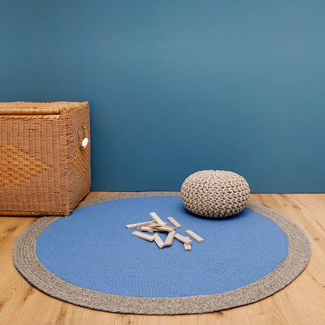 Tapis rond laine tressé nolan Bleu+Curcuma+Rouille 1 - vertbaudet enfant 