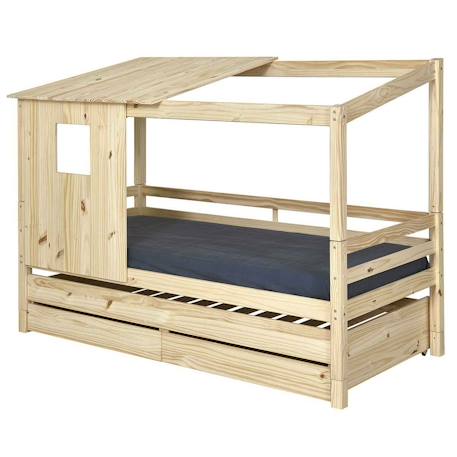 Lit cabane gigogne bois massif alma Blanc+Bois 8 - vertbaudet enfant 