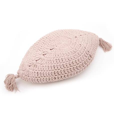 Coussin bohème coton crochet plume Ecru+Moutarde+Nude 13 - vertbaudet enfant 