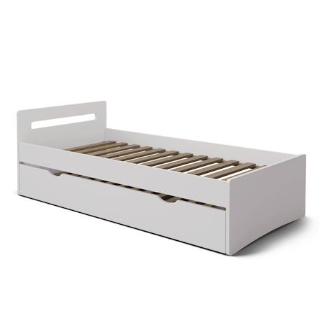 Lit gigogne bois massif leo Blanc+Blanc et bois+Bois 3 - vertbaudet enfant 