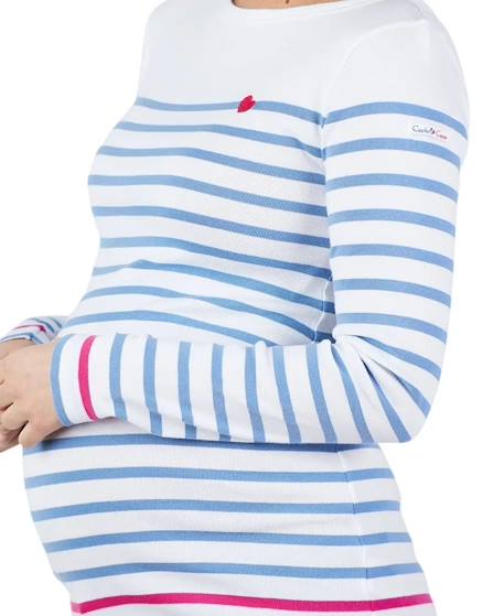 Marinière de grossesse brest Blanc/bleu+Blanc/rose 2 - vertbaudet enfant 