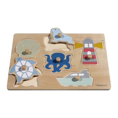 Puzzle à encastrer océan en bois Bois+Jaune 5 - vertbaudet enfant 
