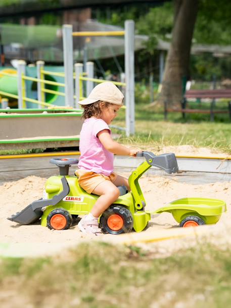 Porteur avec pelle frontale, excavatrice arrière et remorque Jaune+Vert 12 - vertbaudet enfant 