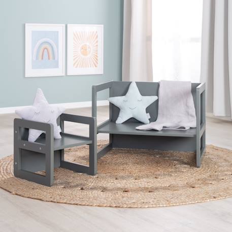 Set table convertible en banc et 1 chaise évolutive Anthracite+Beige+Blanc+Gris 2 - vertbaudet enfant 