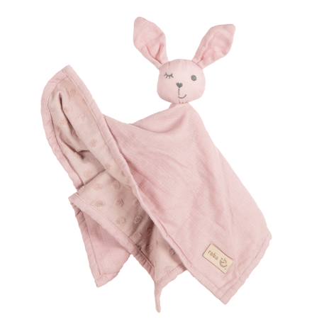 Doudou lapin en coton bio lil planet Rose pastel+Vert givré 1 - vertbaudet enfant 