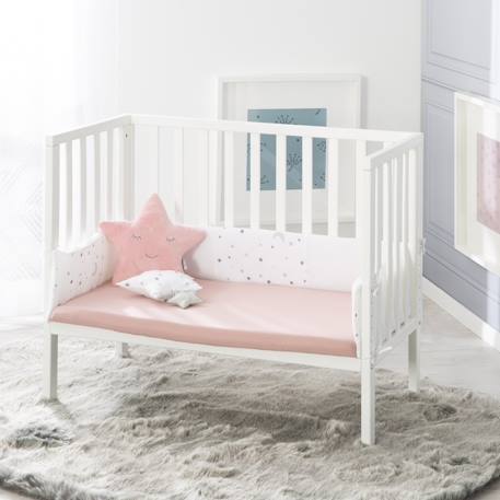 Drap housse extensible 60x120 - 70x140  en coton bio safe asleep® Beige amande+Blanc+Blanc cassé / écru+Bleu clair/ bleu ciel+Bleu indigo+Gris argenté+Rose pastel+Vert givré 20 - vertbaudet enfant 