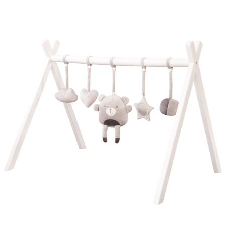 Portique d'éveil en bois massif + 5 pendentifs roba style Blanc - gris+Blanc - rose 1 - vertbaudet enfant 