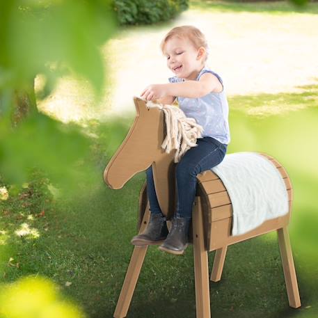 Cheval de jardin en bois massif avec crinière et queue Gris+Teck 8 - vertbaudet enfant 