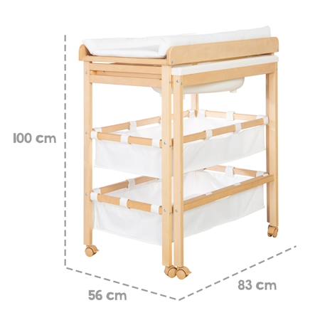 Table à langer avec baignoire coulissante + matelas à langer déperlant Bois naturel / blanc 6 - vertbaudet enfant 