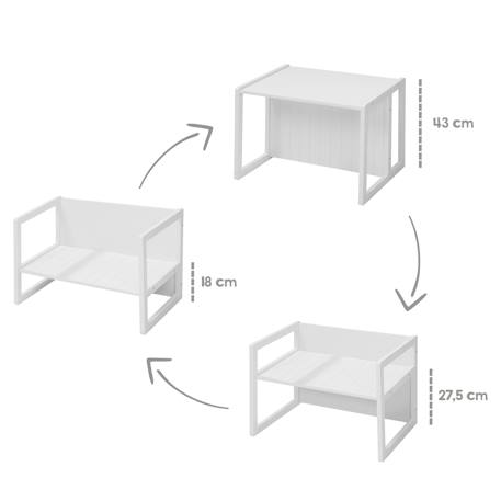 Table convertible en banc évolutif à 2 hauteurs d'assise Blanc+Gris 5 - vertbaudet enfant 