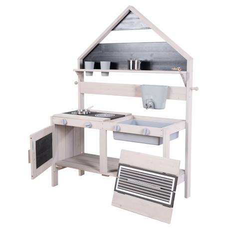 Cuisine extérieure en forme de maison en bois fsc® avec accessoires Gris 1 - vertbaudet enfant 