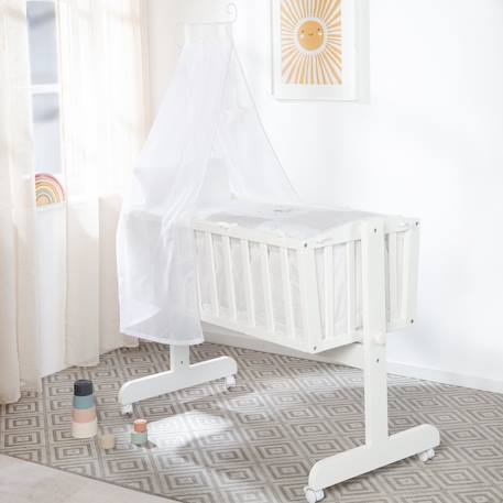 Berceau en bois sur roulettes avec matelas Blanc 2 - vertbaudet enfant 