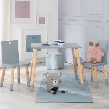 Set table et 2 chaises enfant avec pieds en bois massif Blanc+Blanc et naturel+Gris et naturel 15 - vertbaudet enfant 