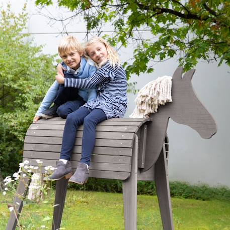 Cheval de jardin pour enfant en bois massif Gris+Teck 5 - vertbaudet enfant 