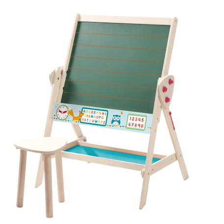 Tableau pivotant double face avec tabouret Vert / naturel 1 - vertbaudet enfant 