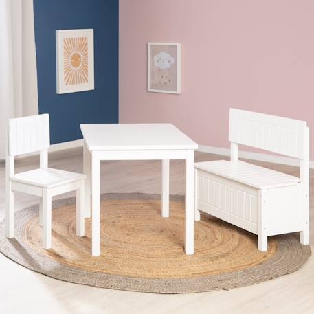 Banc-coffre à jouets avec couvercle à fermeture douce Blanc 2 - vertbaudet enfant 