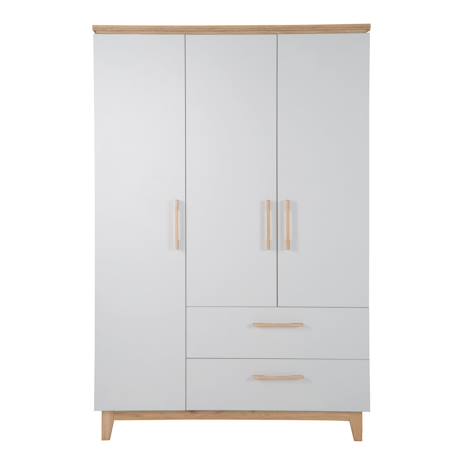 Armoire bébé 3 portes et 2 tiroirs à fermeture douce caro Gris clair / chêne doré 3 - vertbaudet enfant 